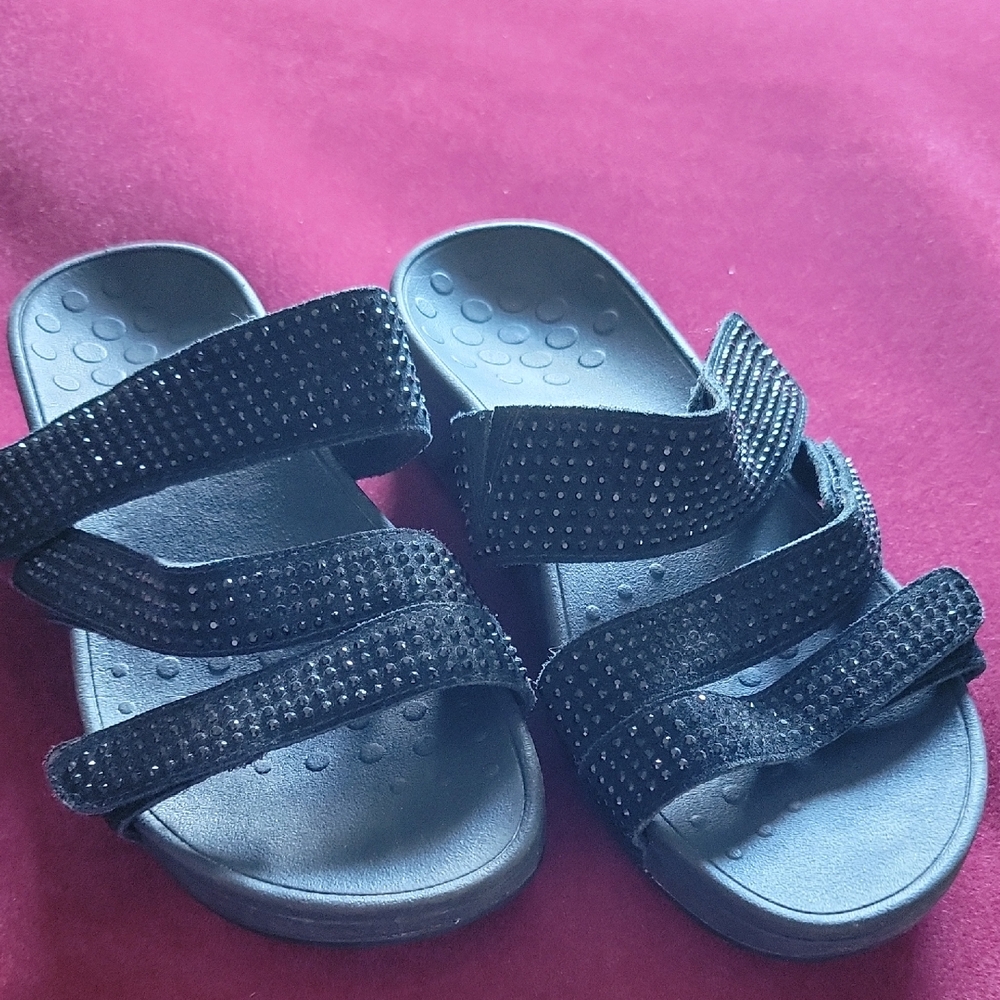 Vionic Black Studded Slide Sandals